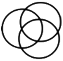 Iconic Logo to a Physician led Startup. The Venn Diagram overlaping circles represent the collabrative, overlapping, nature of the technology they provide