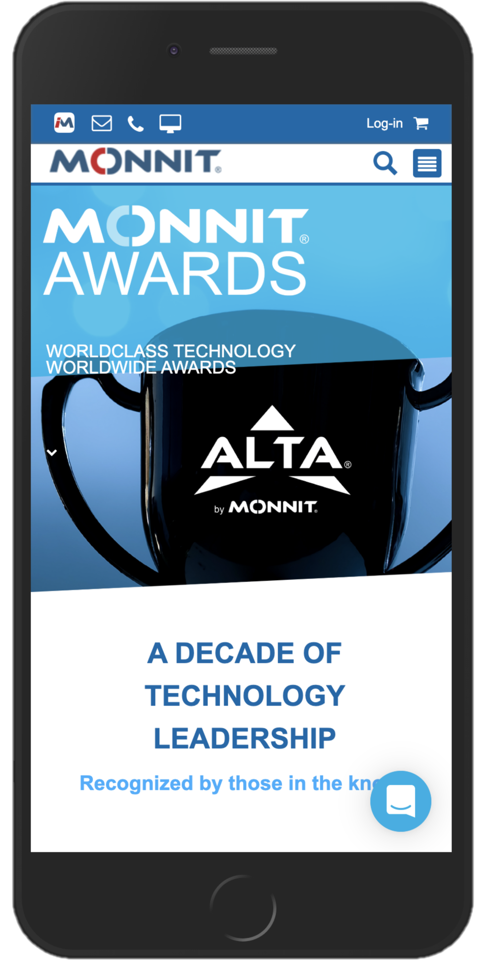 Mobile view of page highlighting company awards