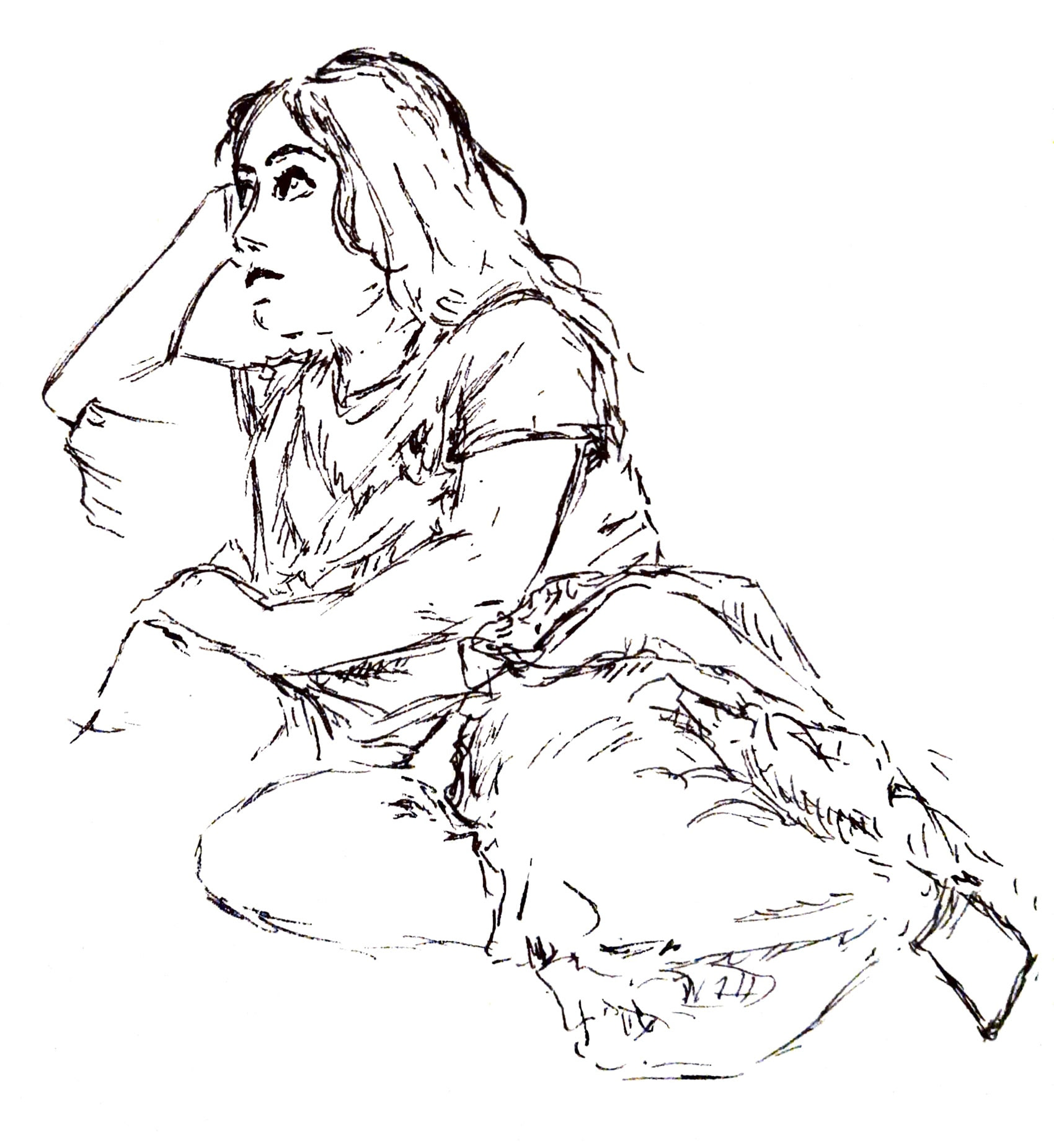 Fille concentrée.