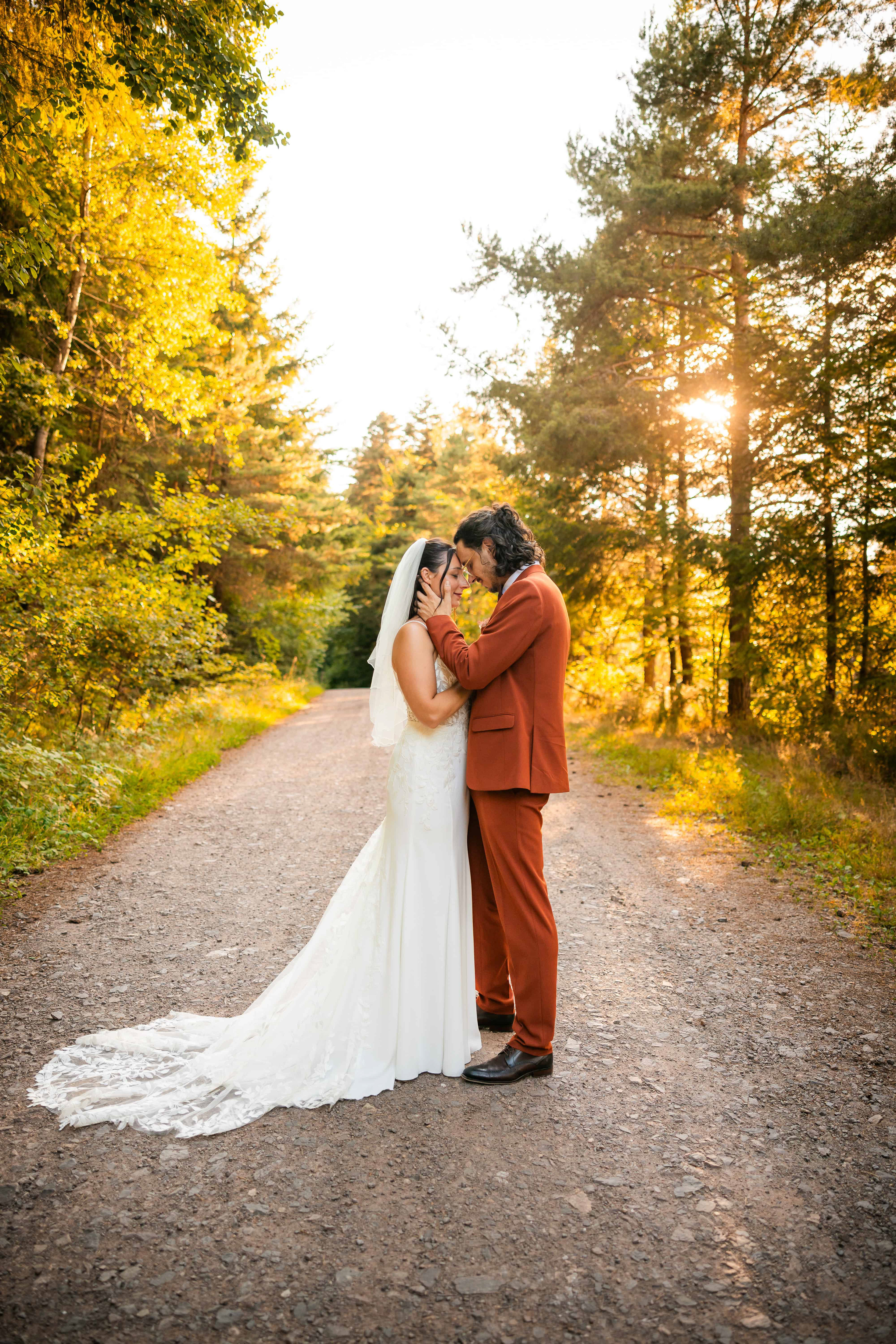 portrait mariés lumière dorée mariage alsace