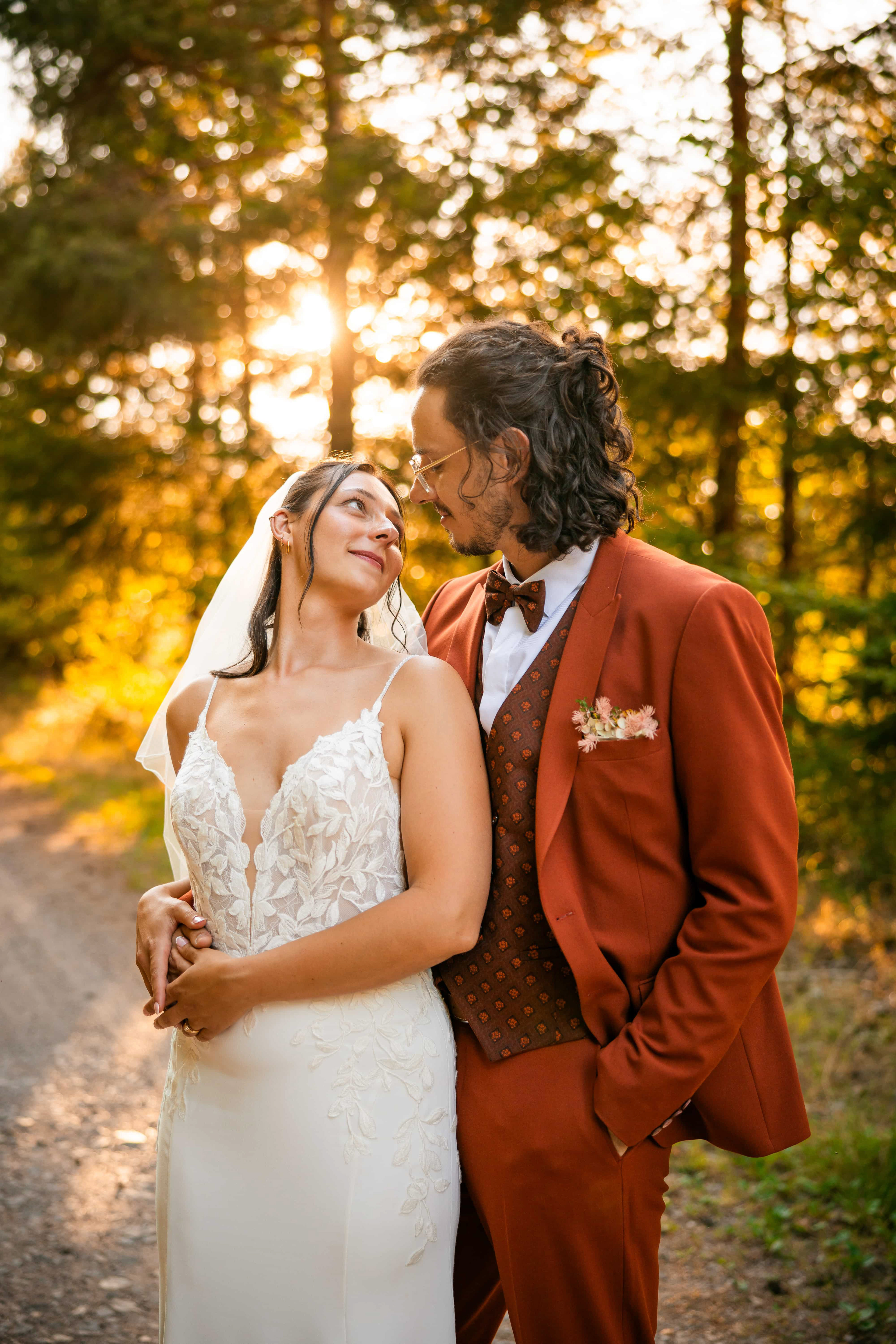 portrait mariés lumière dorée mariage alsace