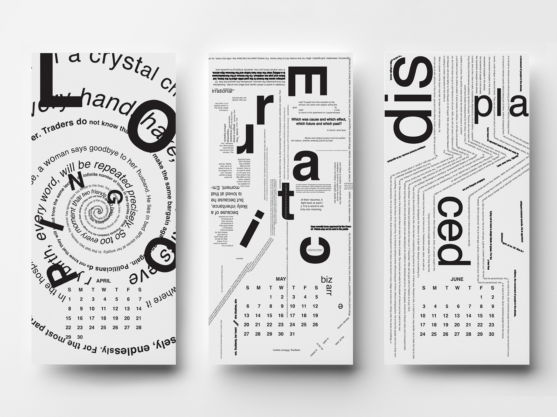 Typography calendar based on Einstein's book