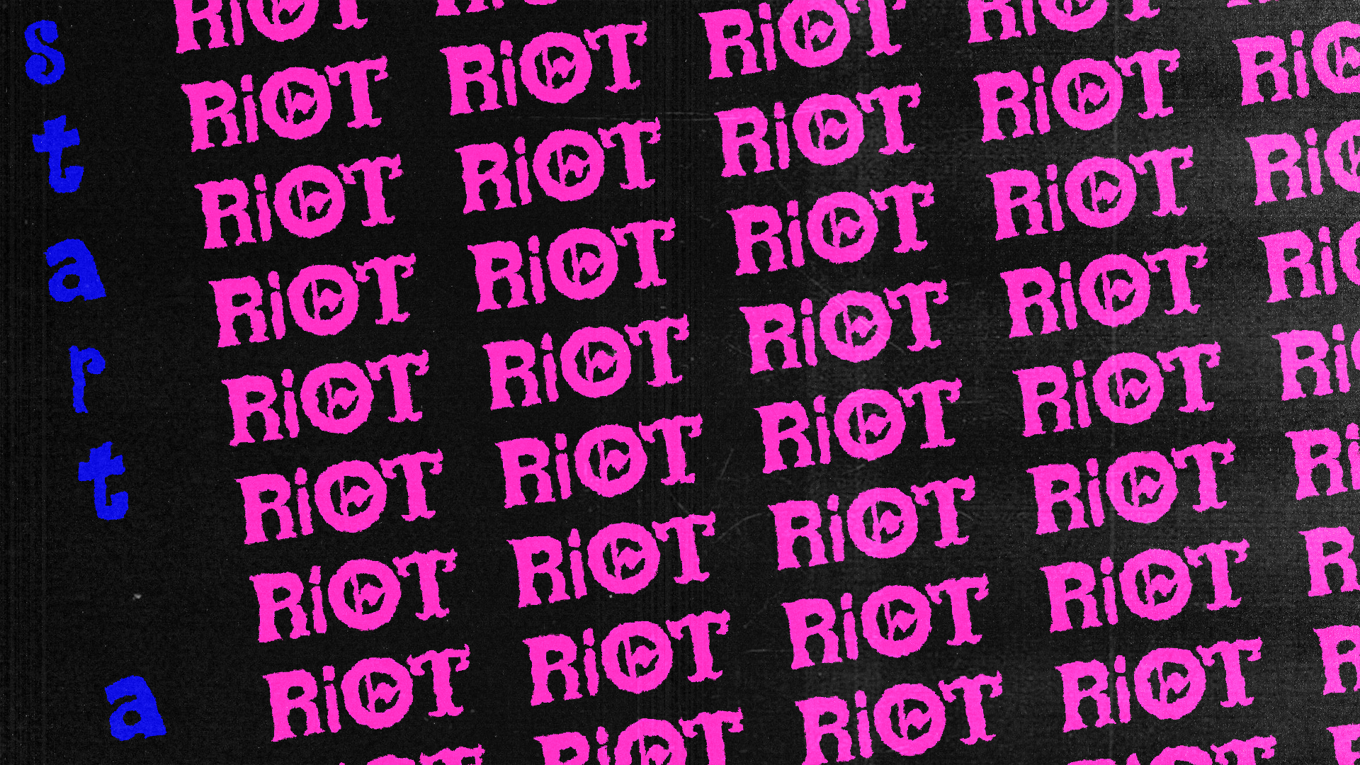 Font specimen ("Start A Riot")