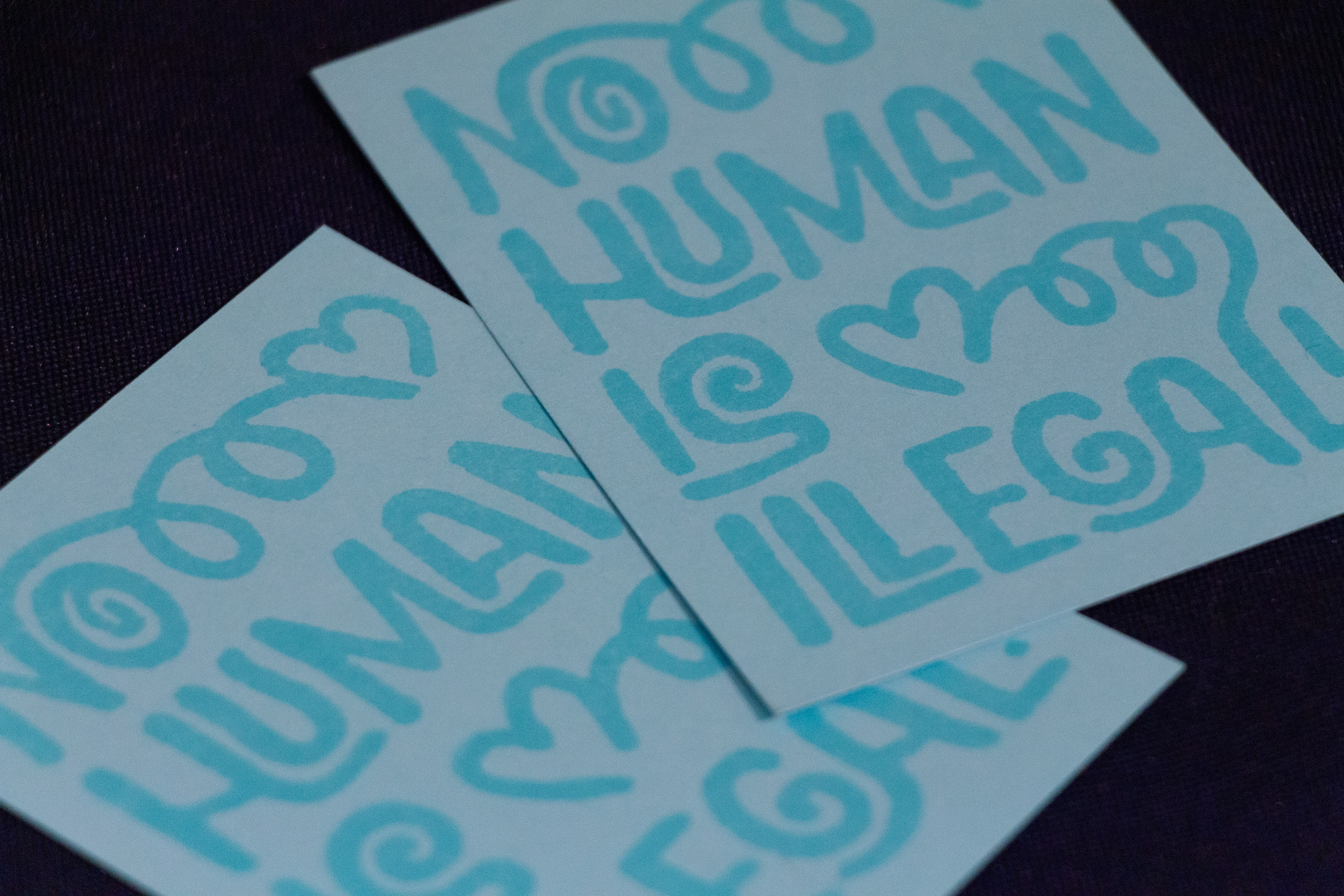 Mini hand-stamped prints (close-up)