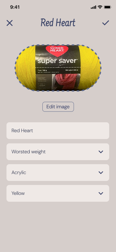 Add new yarn to shelf (details)