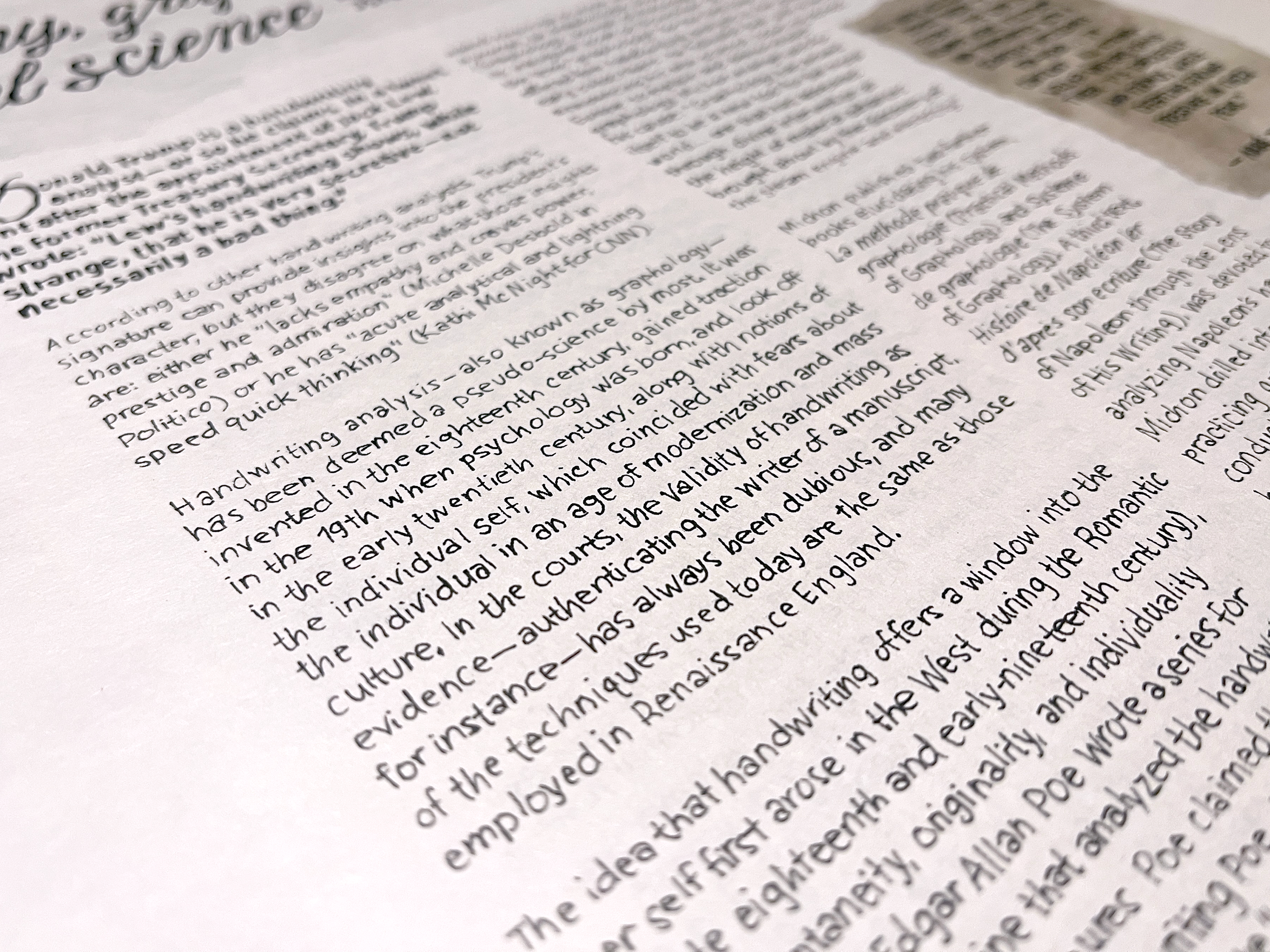 Handwritten body copy