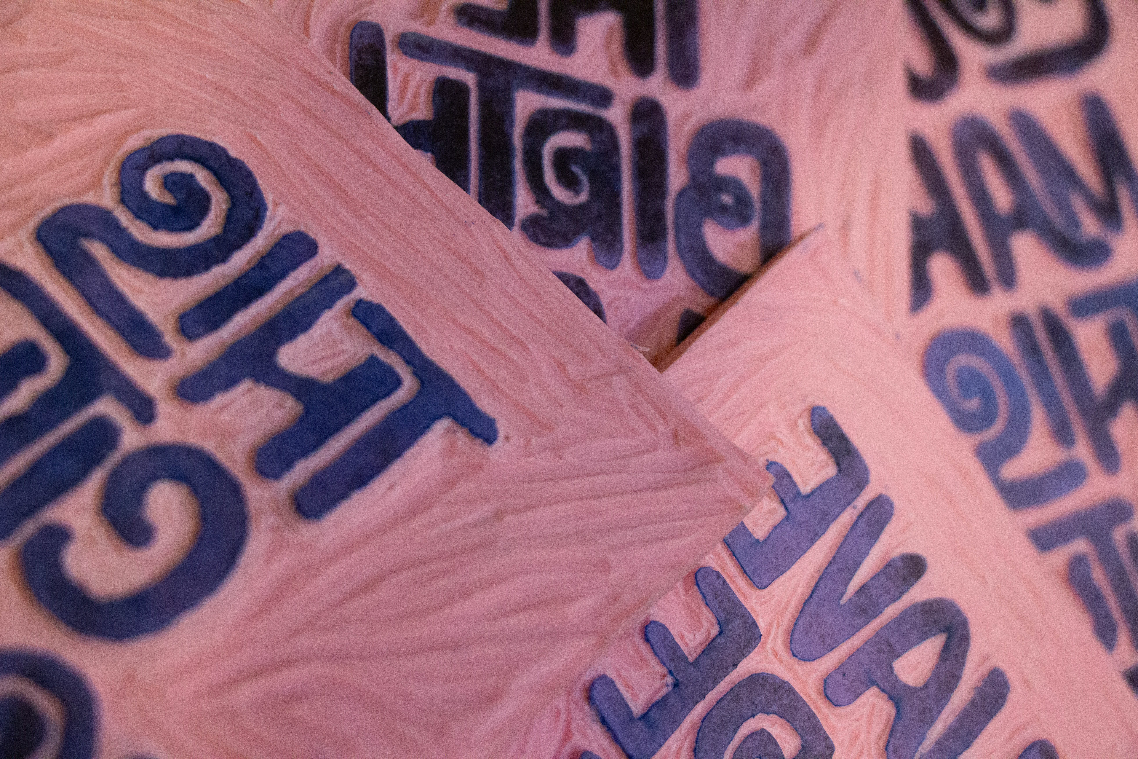 Rubber hand-carved blocks