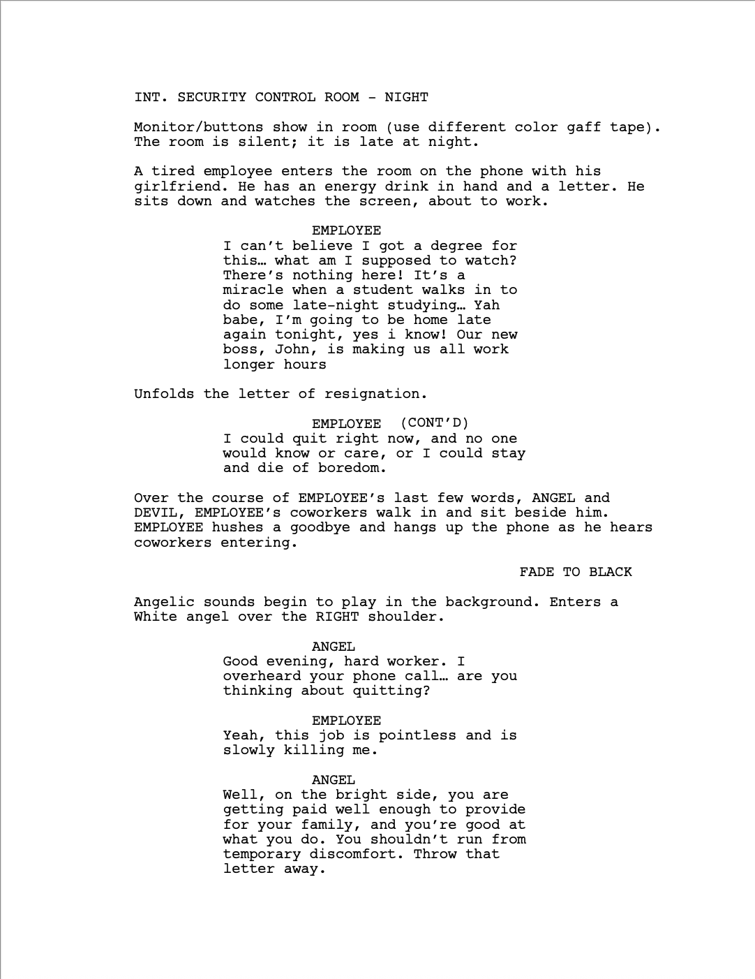 Script for short film