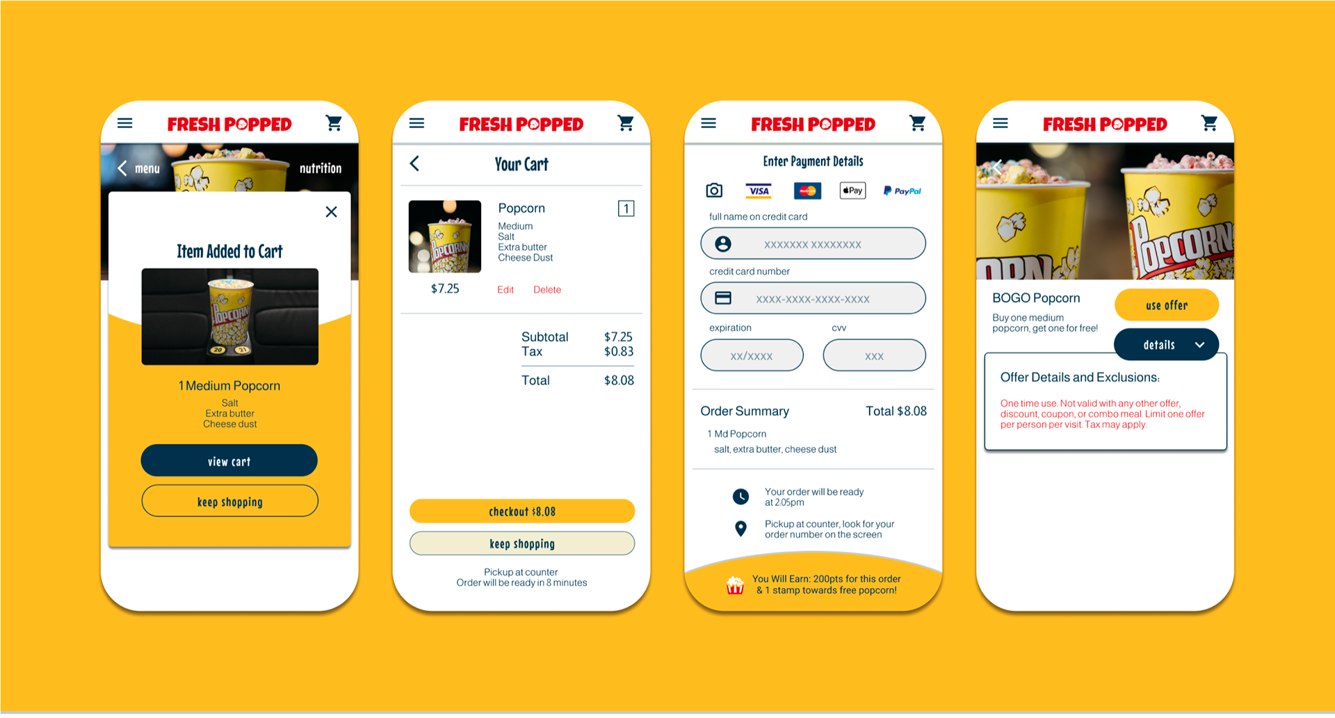 Final mockups for mobile app