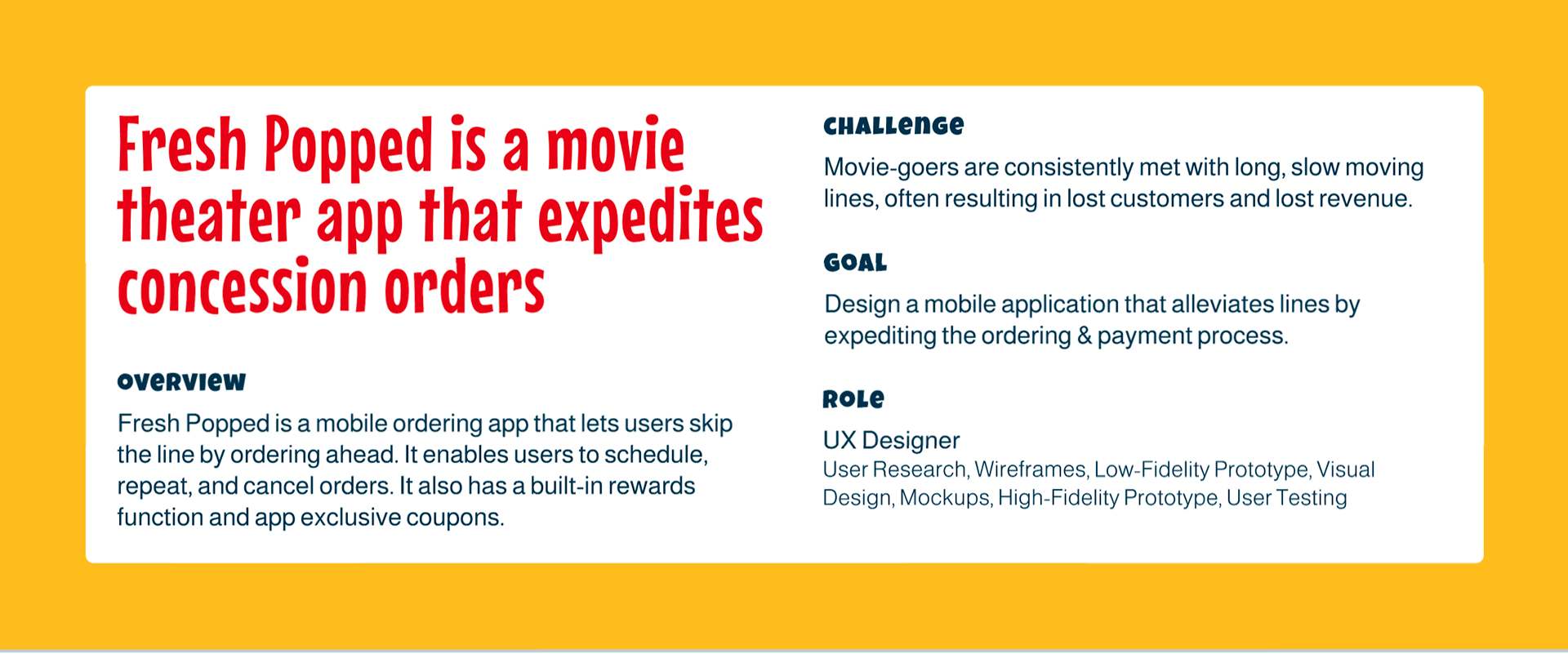 Fresh popped project overview details