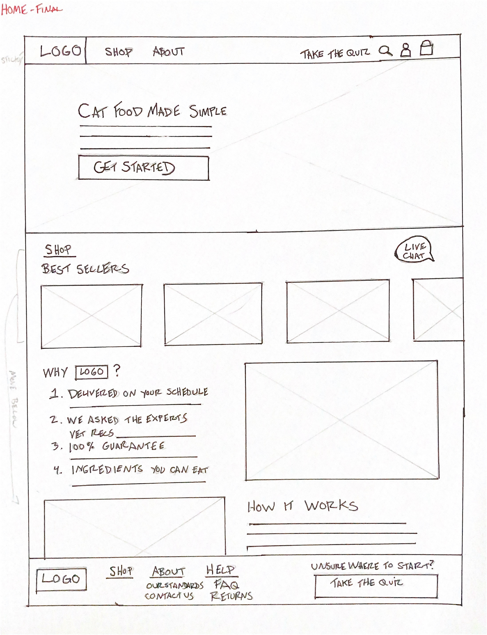 Refined Wireframe Sketch - Home