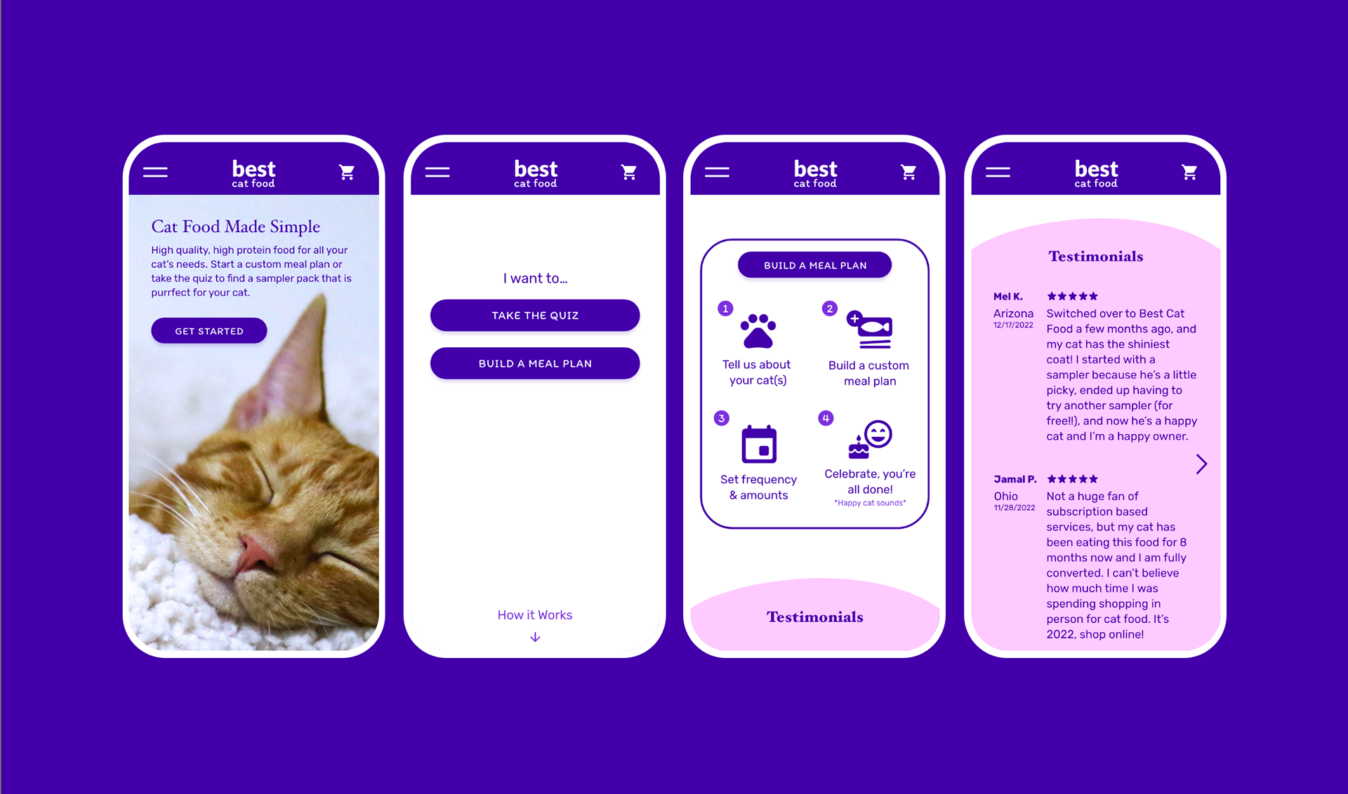 Mobile screen mockups