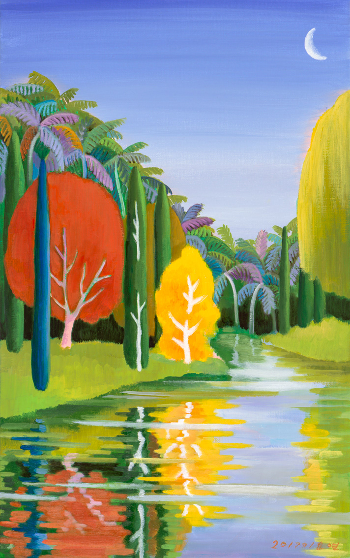 Crescent moon scape 1, oil on linen, 2017