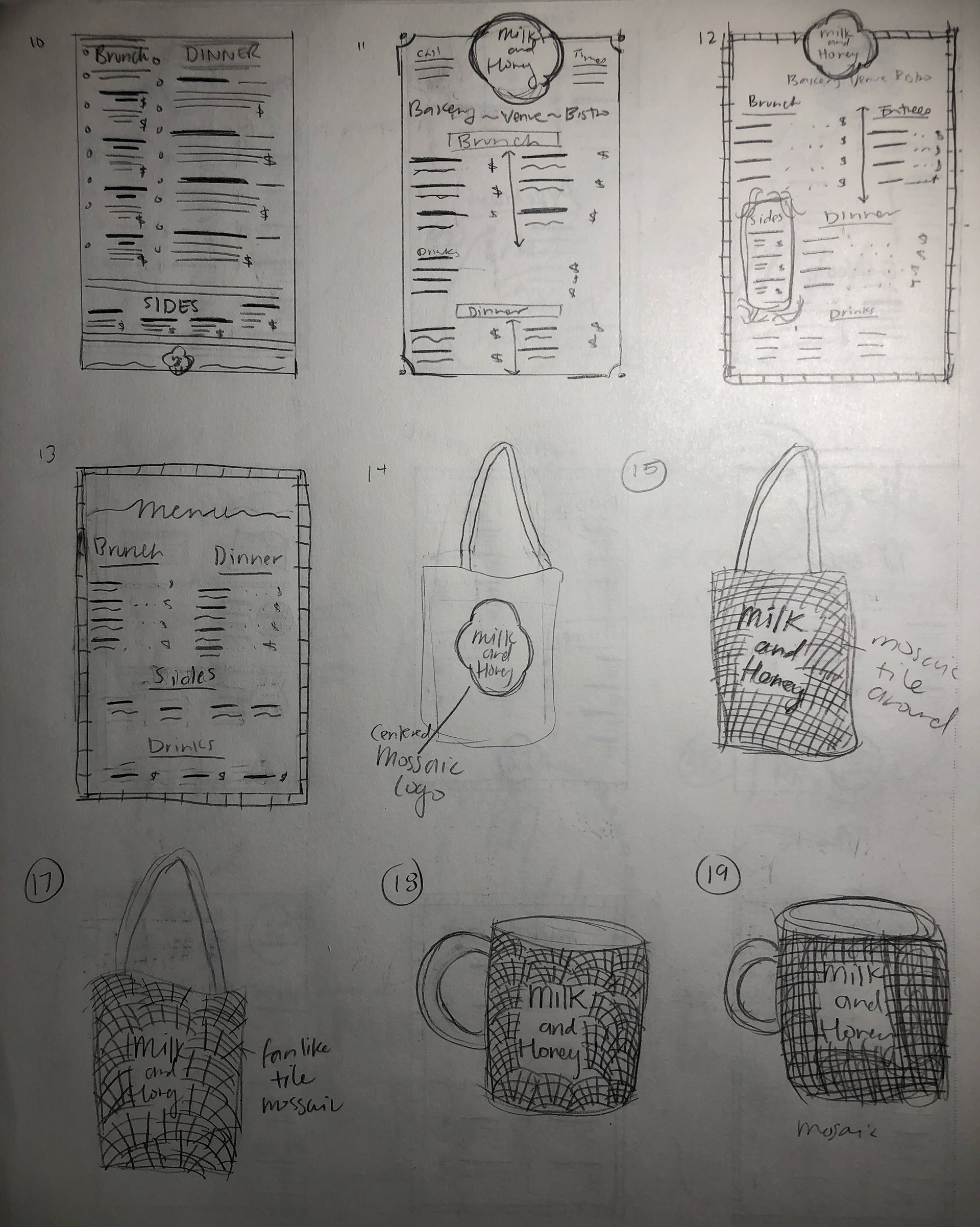 Rough Menu/Merch sketches