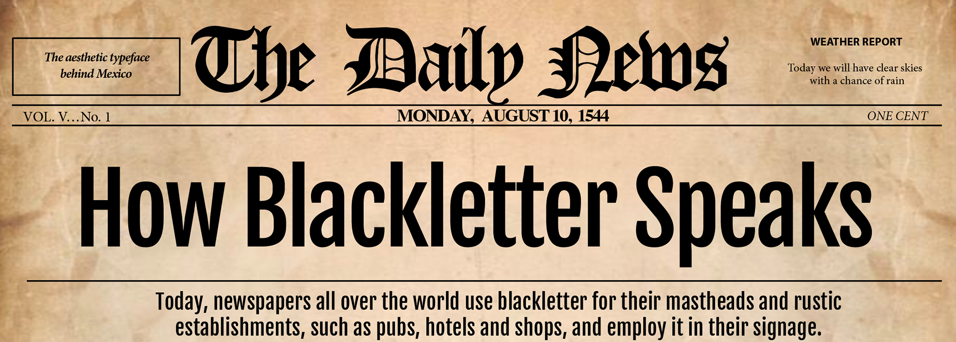 old newspaper header close up