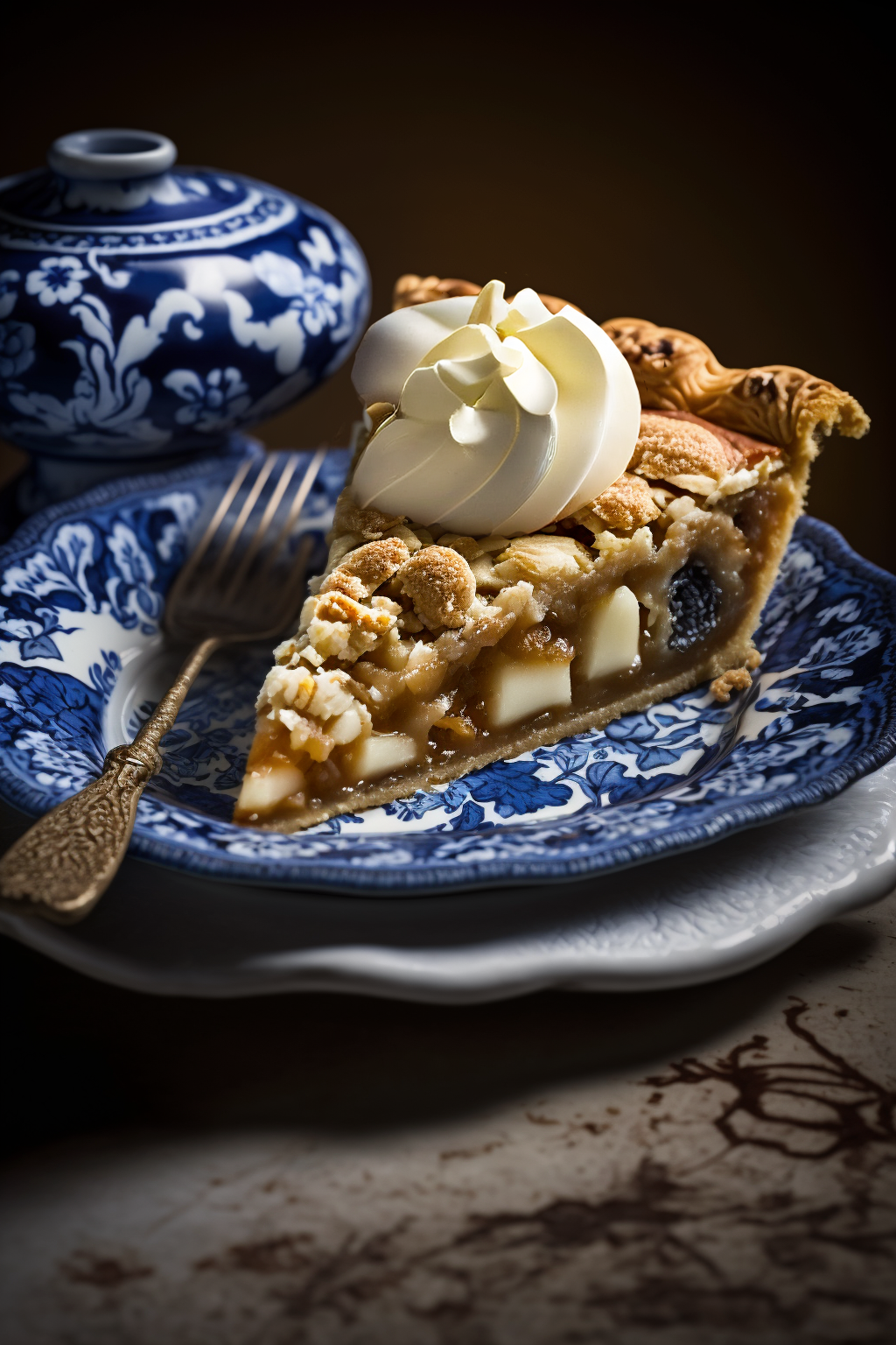 Apple pie on Delfts bleu porcelain plate