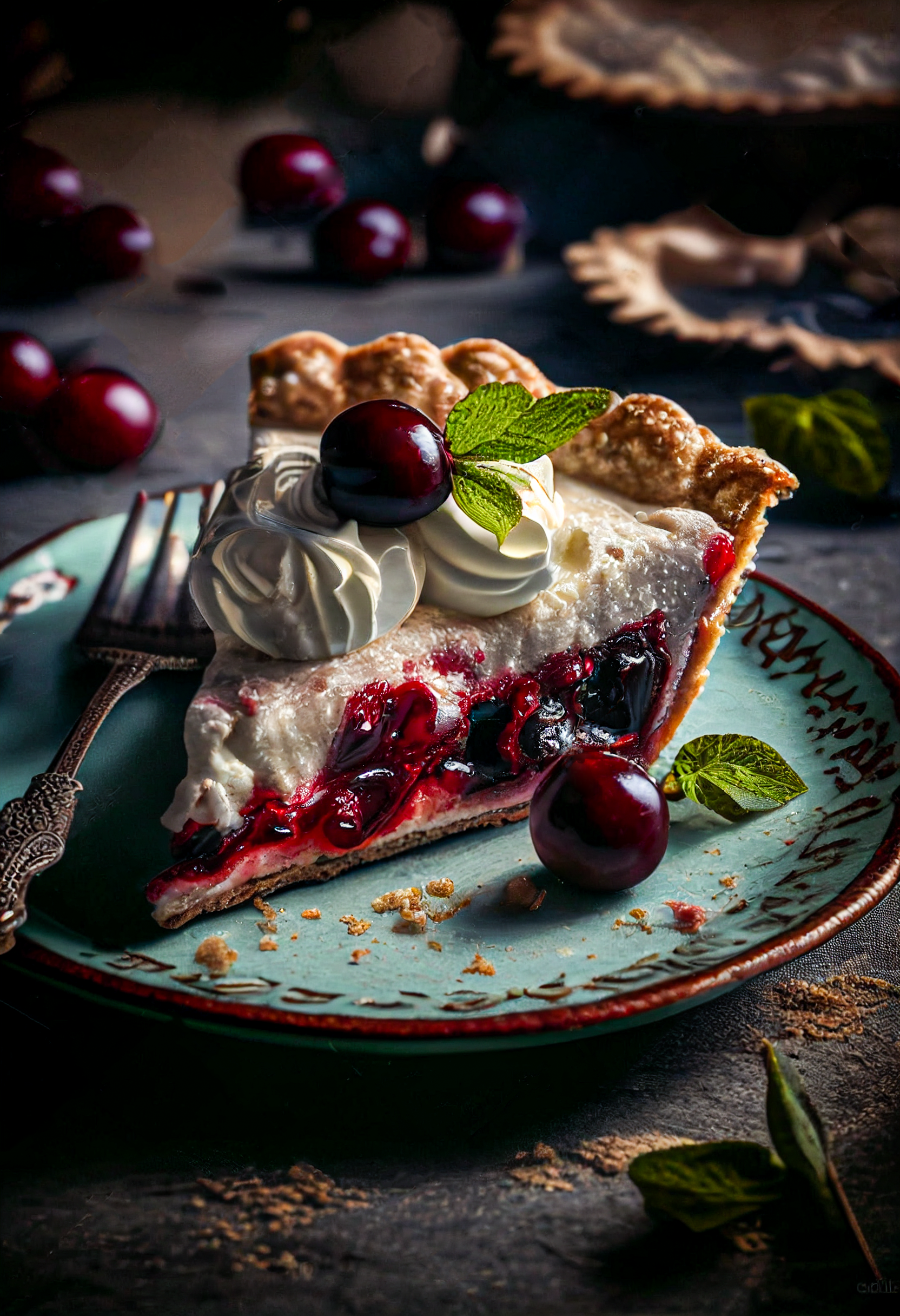 Sour cherry pie on Royal Dutch porcelain