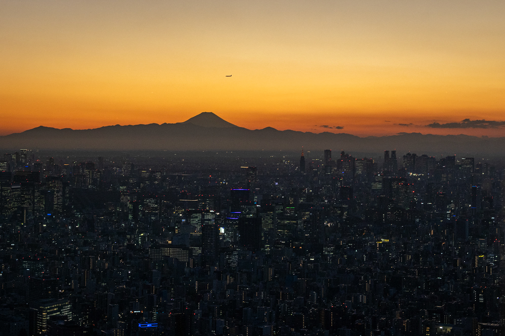 hora Fuji pohledem z Tokyo Sky Tree