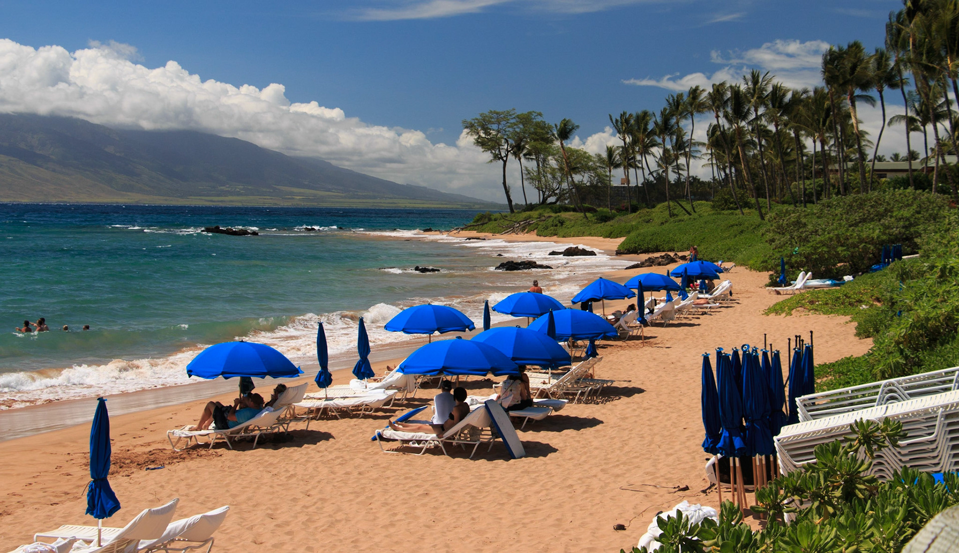 Beachfront umbrellas