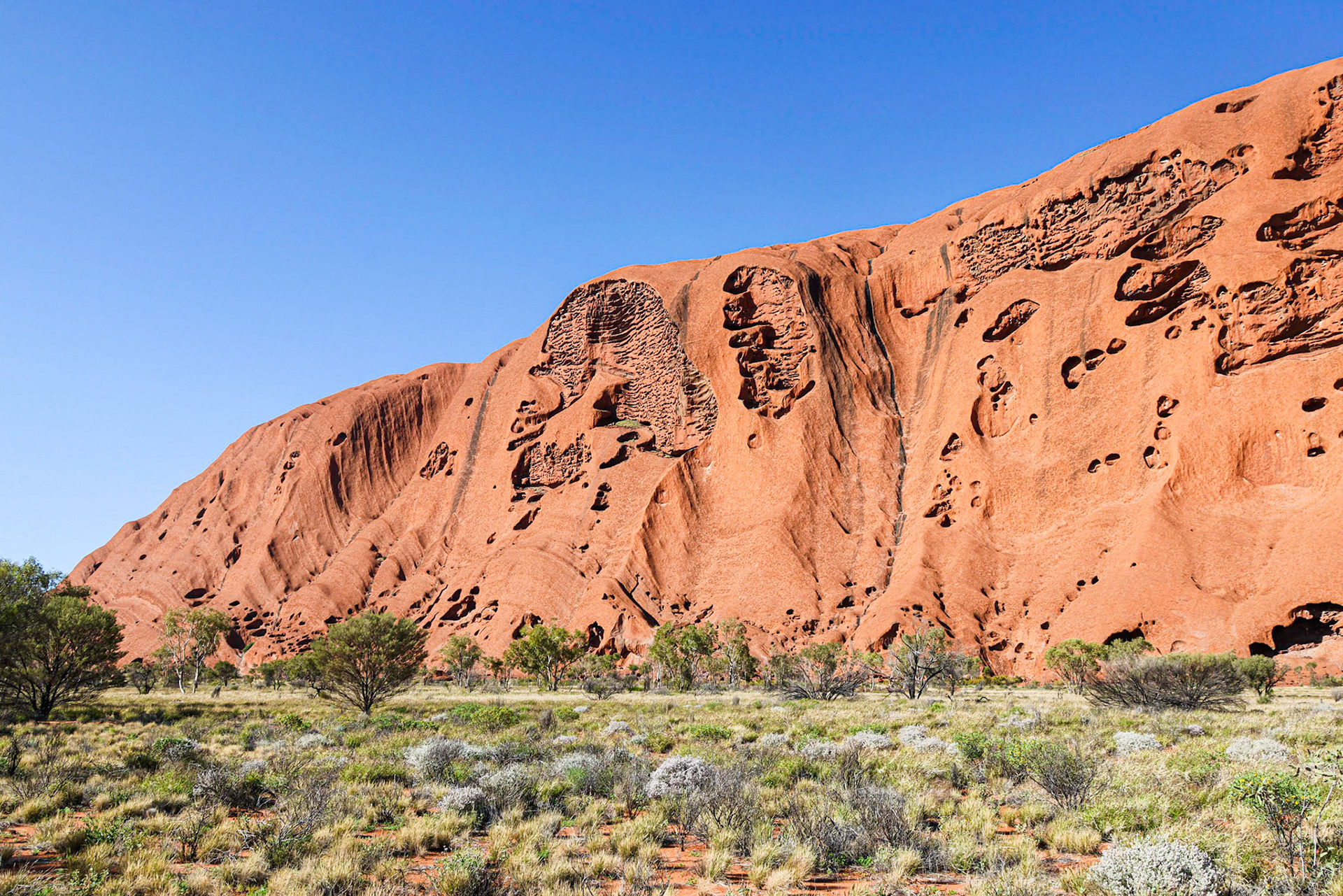 Uluru is not as smooth as it looks  from afar