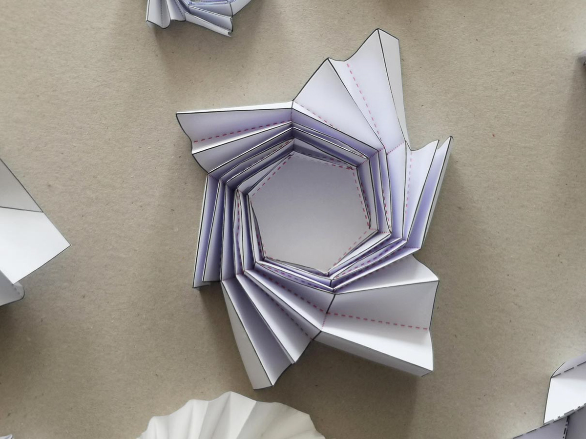 Twister origami folding structure made of paper.