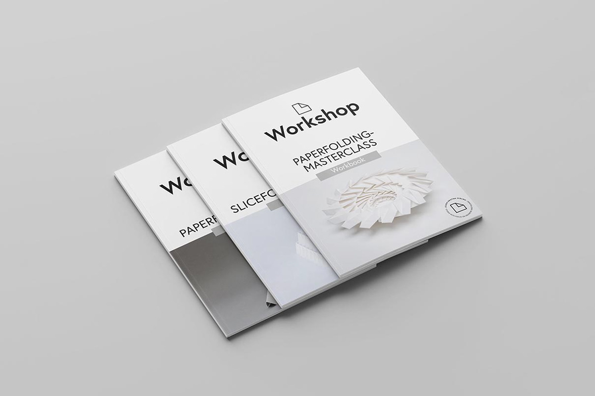 Workbooks to match the workshops on origami folding techniques and slice forms by Kristina Wißling.