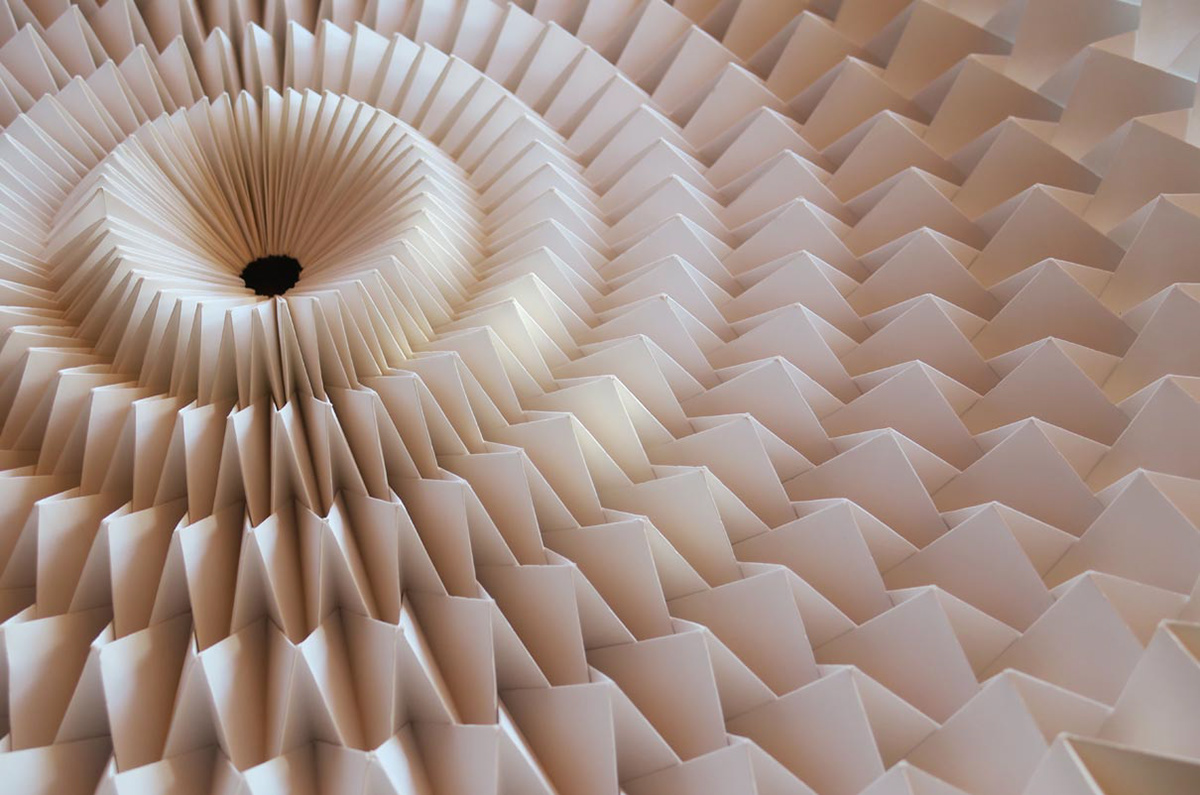 Repetitive folding structure made of paper.