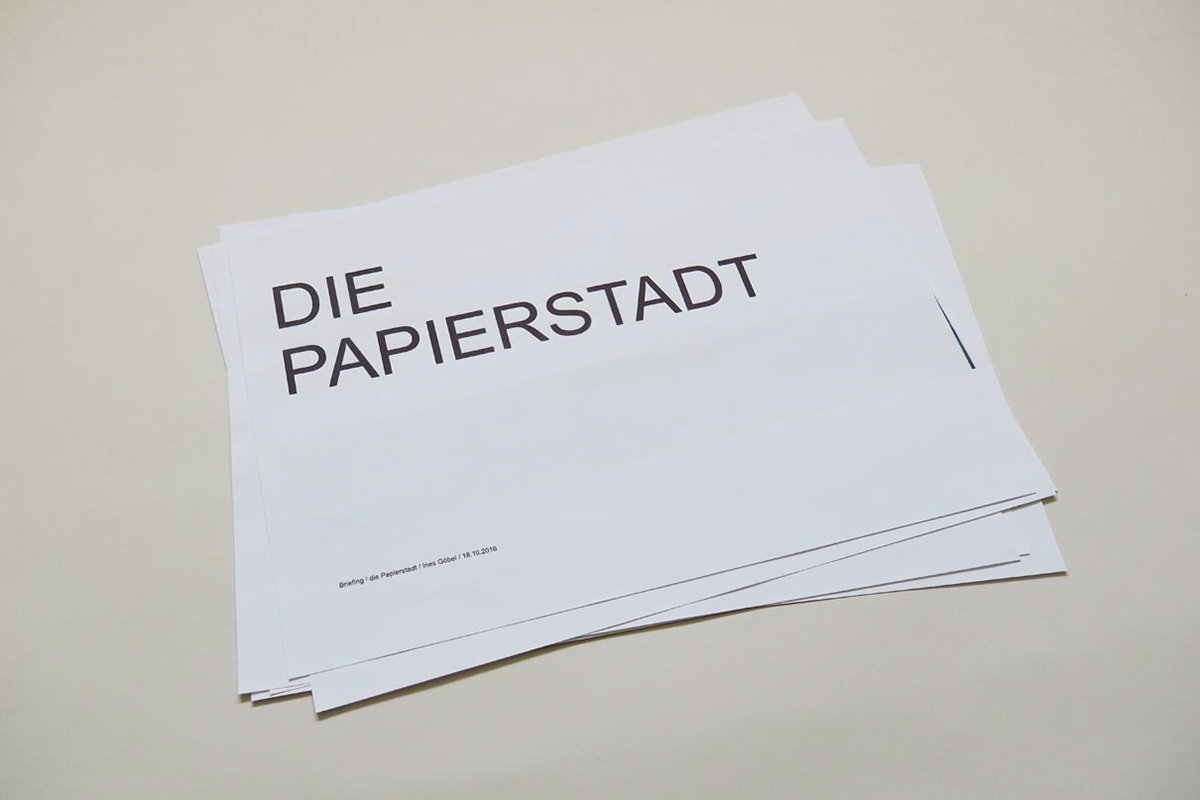 Concept of the workshop for the semester of art students in Kassel entitled "The Paper City".