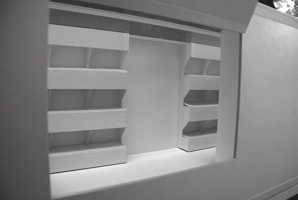 Close-up of a detail of a paper prototype for a paper emergency shelter.