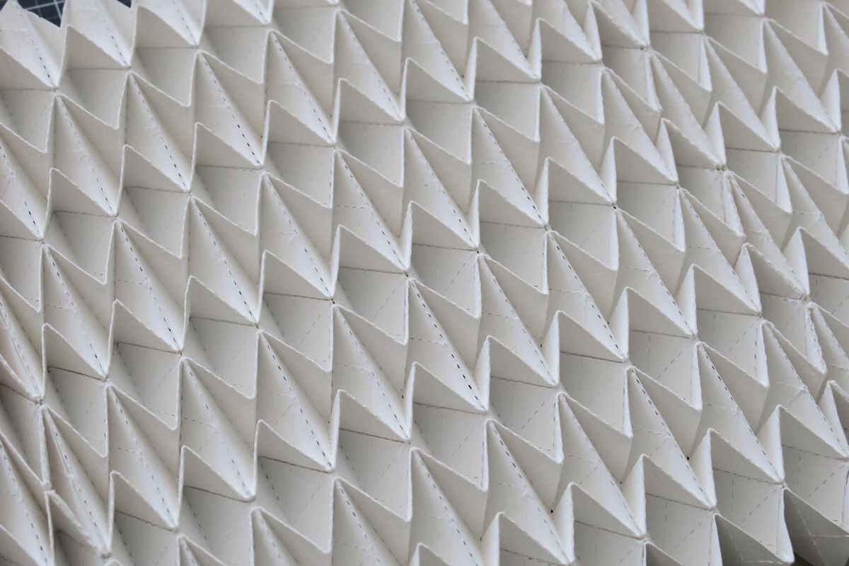 Origami paper model made of perforated paper