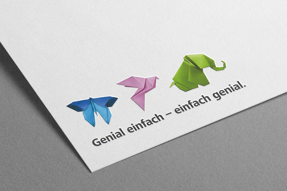 Image of origami folded paper objects for an advertising campaign.
