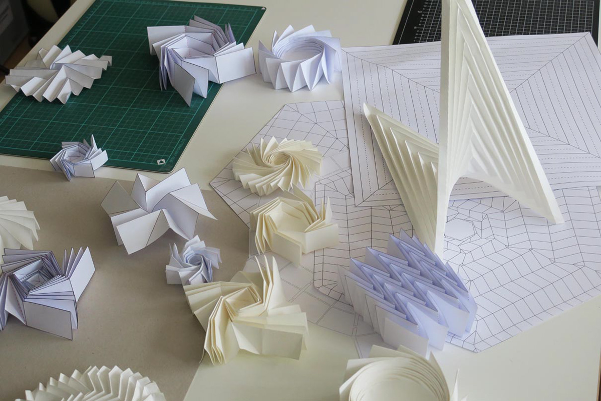 Origami paper structures for technical workshops with designer Kristina Wissling.