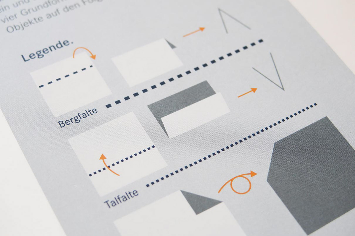 Illustrated folding instructions for creating different origami objects for a brochure.