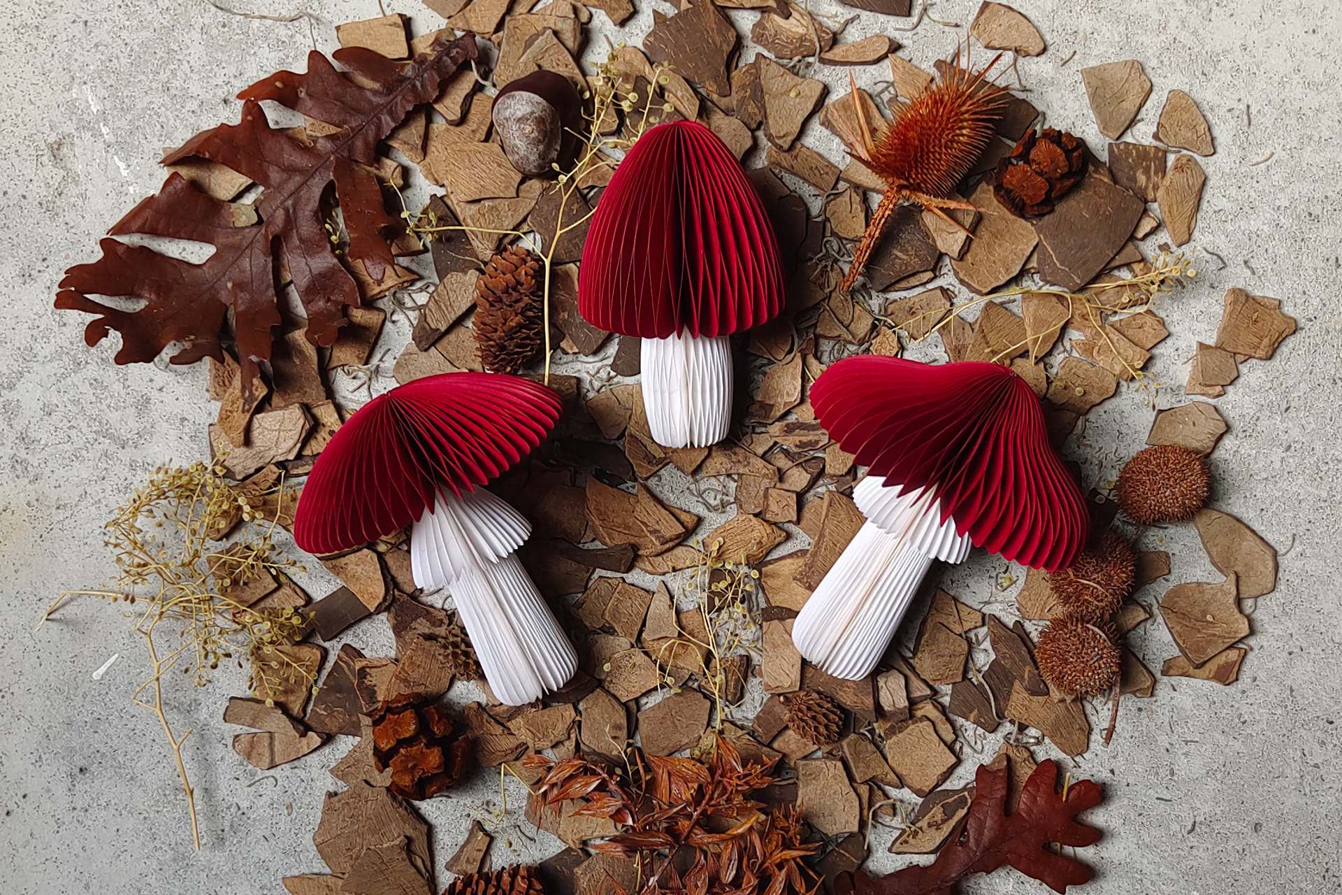 Paper mushrooms made of paper as decoration or as a gift for your loved ones.