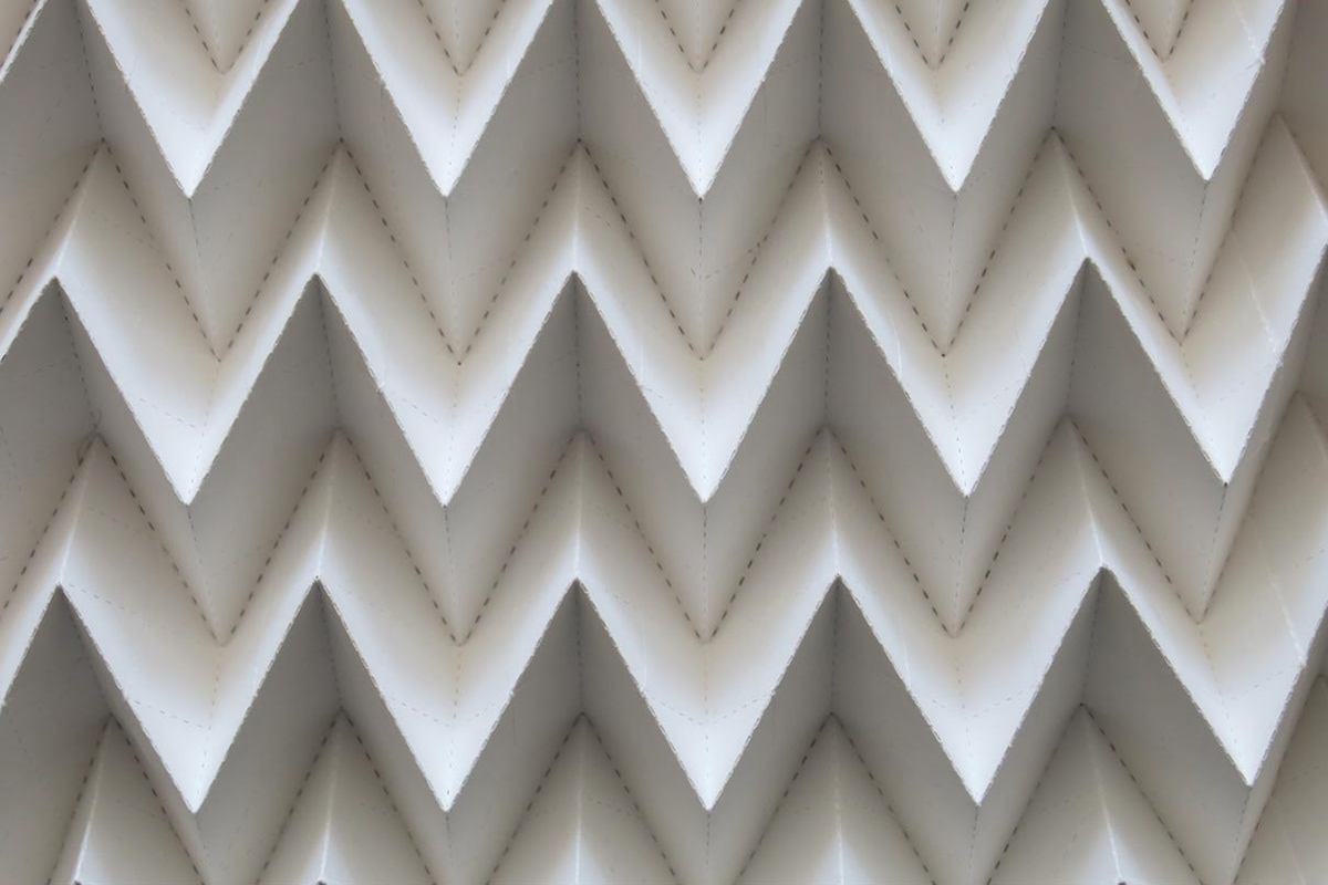 Miura Ori folding made of paper with perforations.