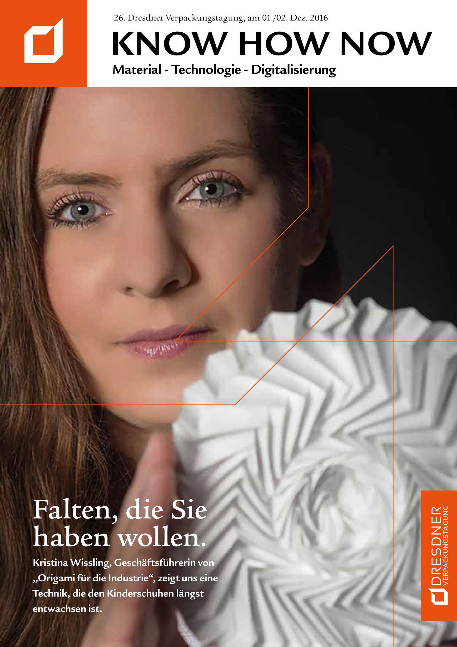 Interview with designer Kristina Wißling about origami folding techniques in the magazine Know How Now of the German Packaging Institute.