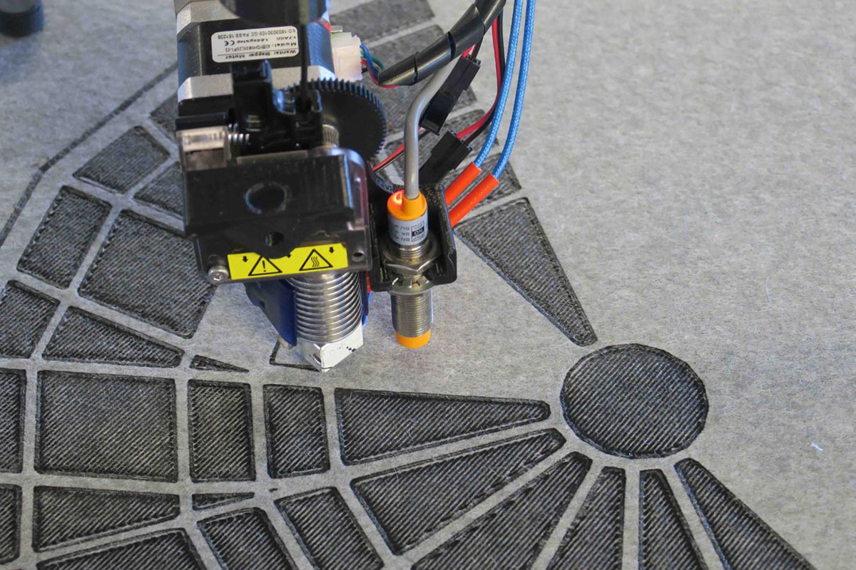Creation of an origami folding structure made of felt in combination with 3D printing.