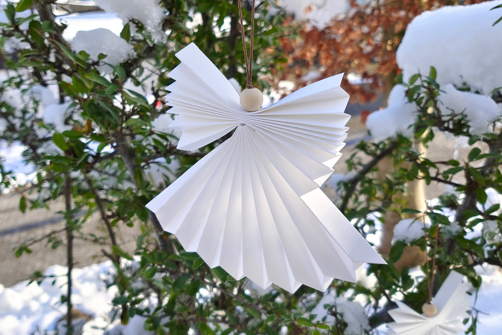 Outdoor Origami- Handmade paper angel handfolded with waterproof origami paper.