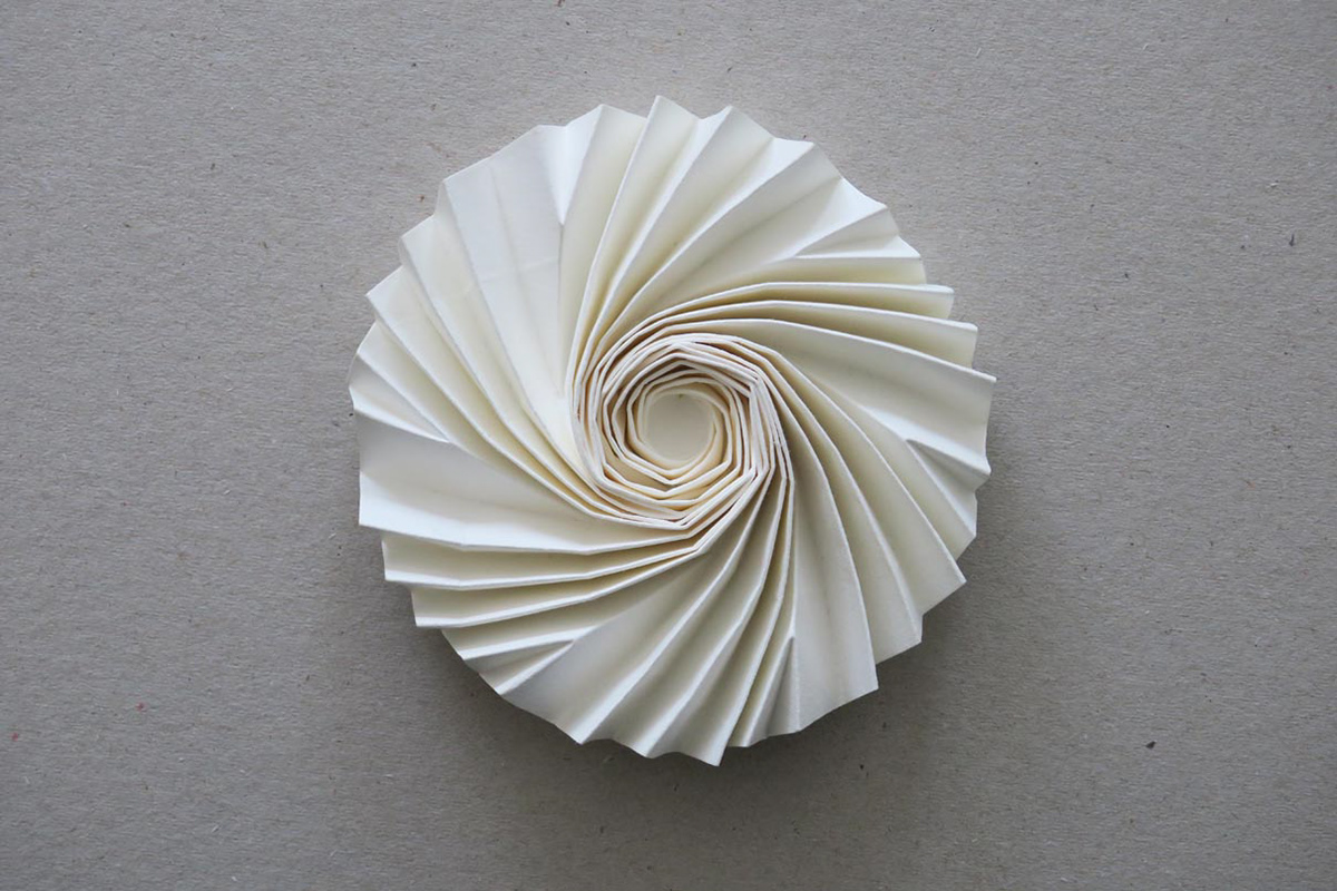 Folding structure made of paper, this origami folding is used for folding solar sails.