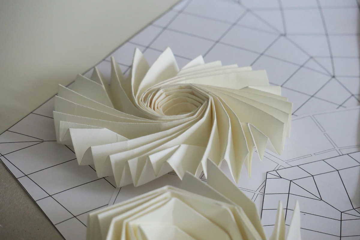 Paper models of different folding structures that are used in different technical areas.