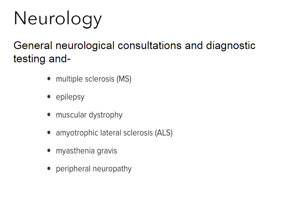 A short list of why a patient may go to the Neurology department