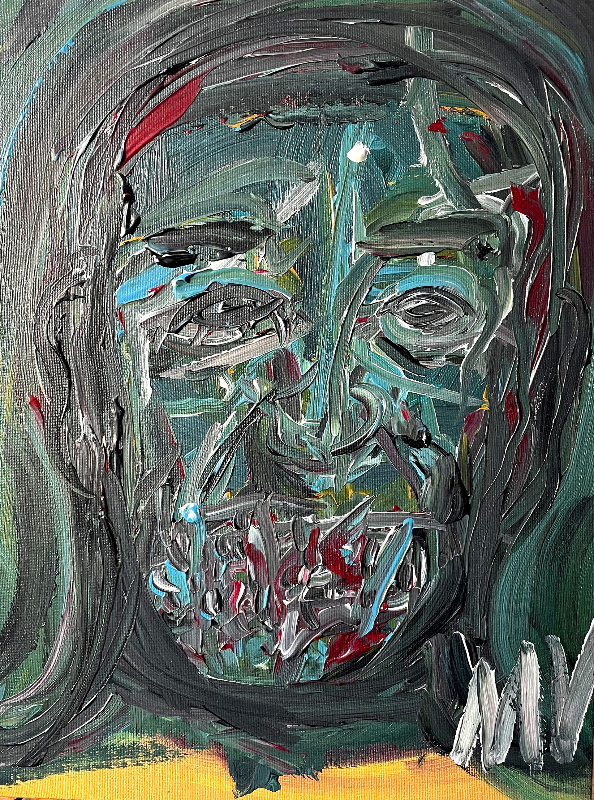 "Um Homem Que Ria Pouco" (acrílica sobre tela, 30 cm x 40 cm, agosto de 2022)
