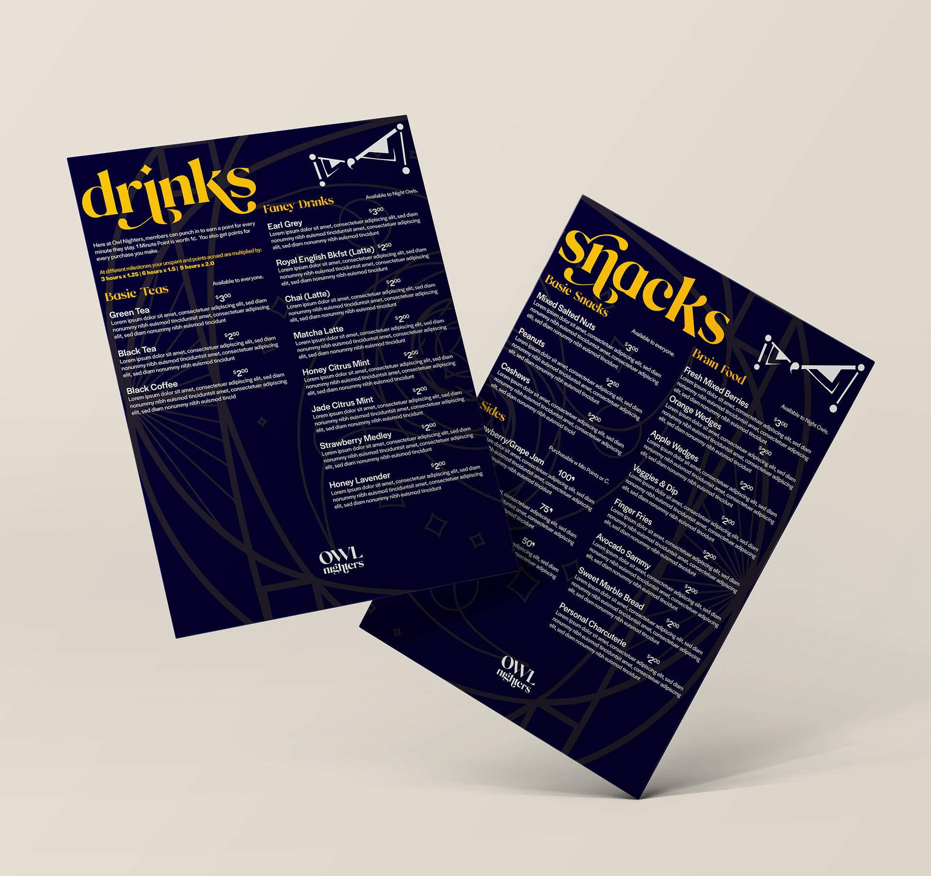 Drinks and Snacks Menu