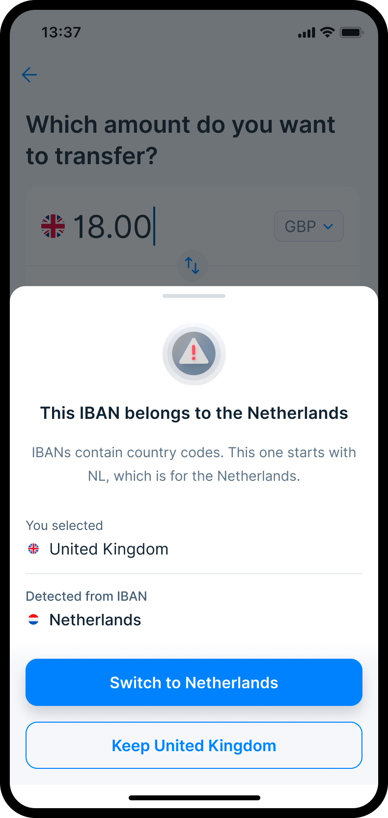 IBAN discrepancy
