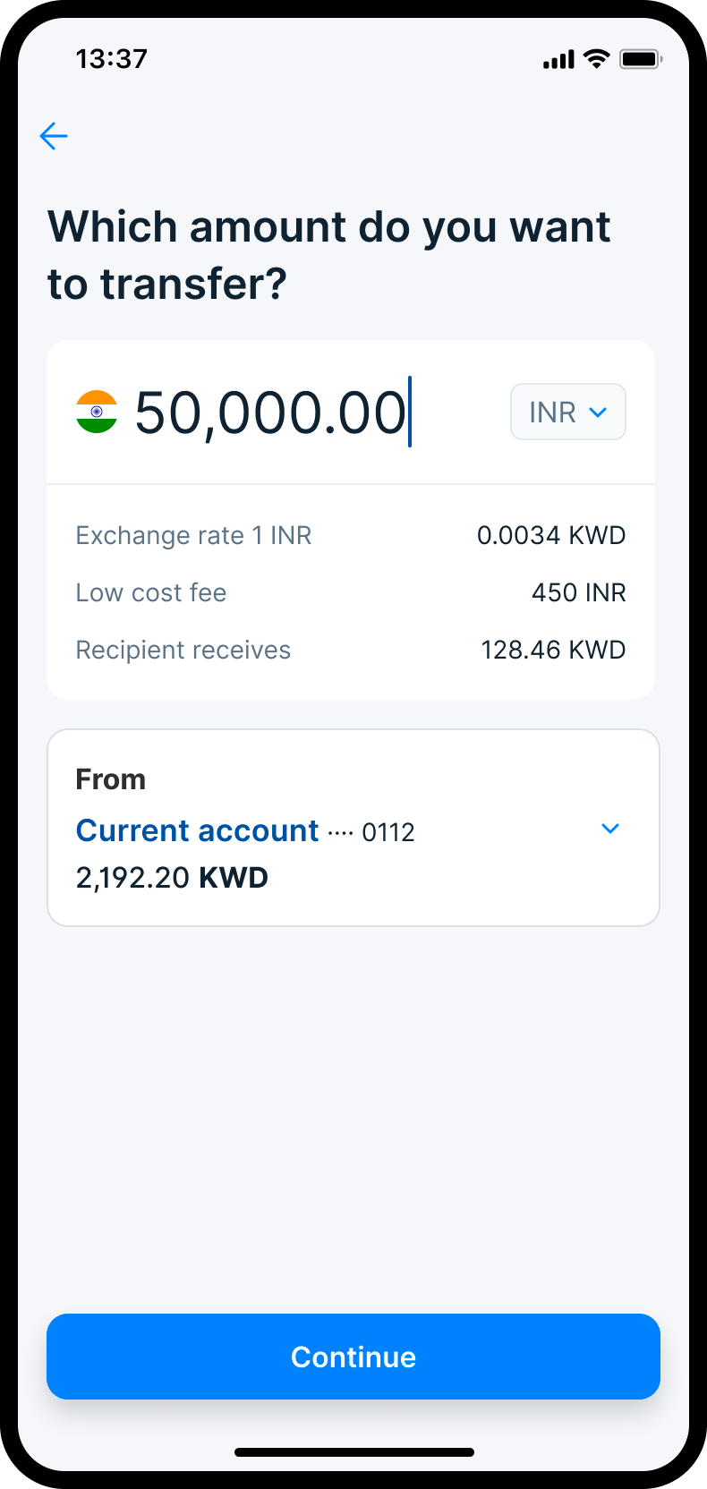 Amount & conversion (India flow)