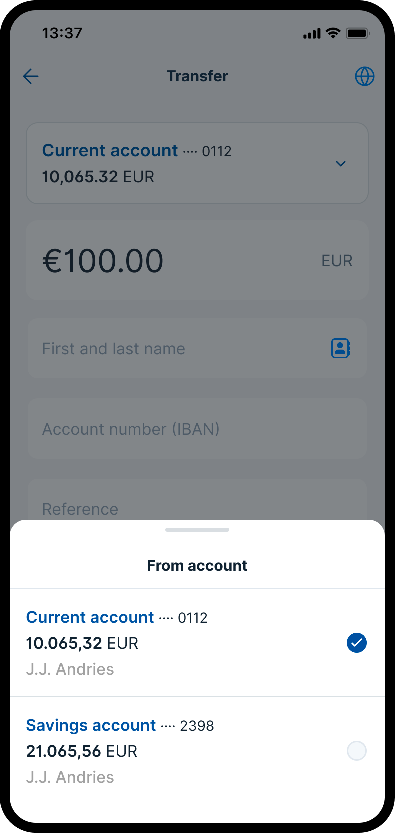 Account selection