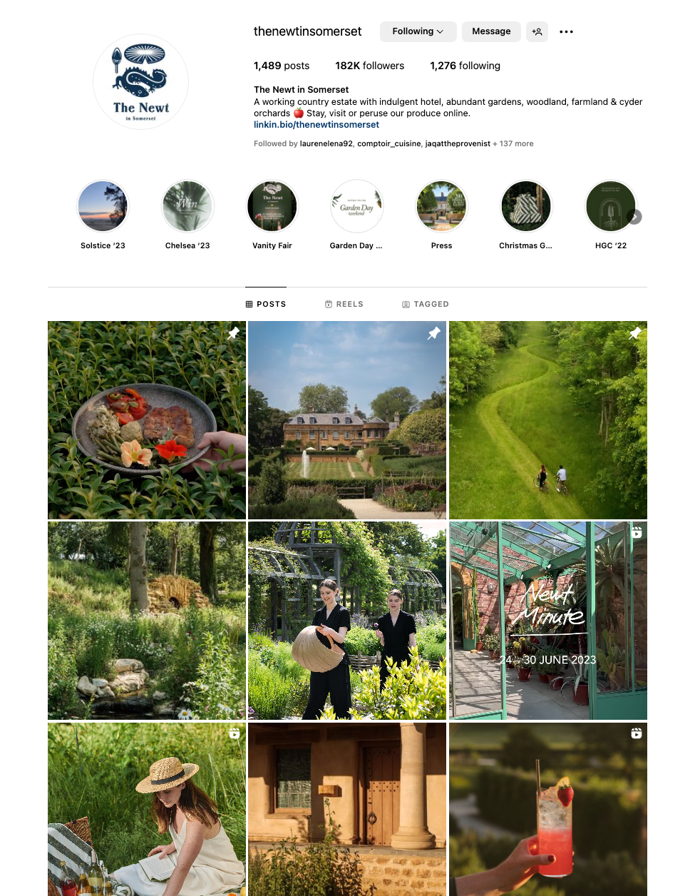 The Newt, Somerset | Instagram post (Top Middle)