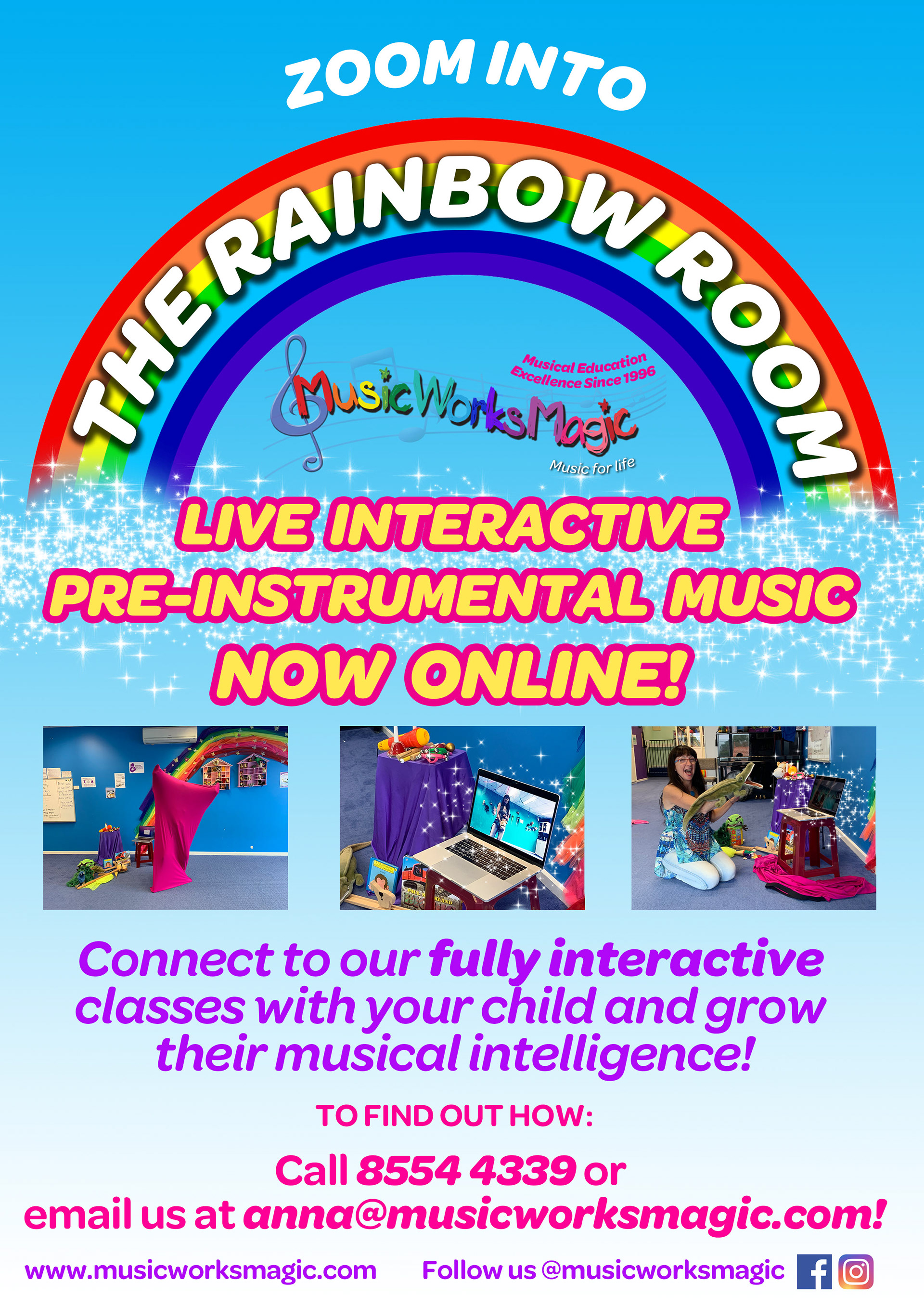 A poster to promote music classes via Zoom sessions.