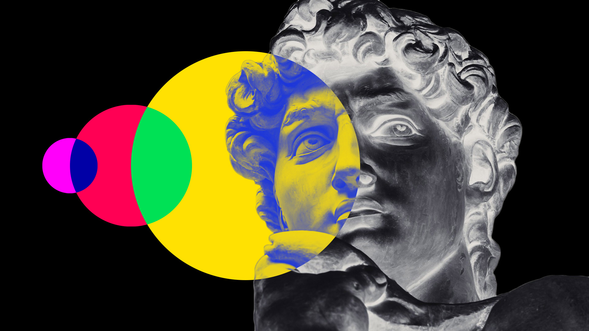 A desktop wallpaper featuring Michaelangelo's David.