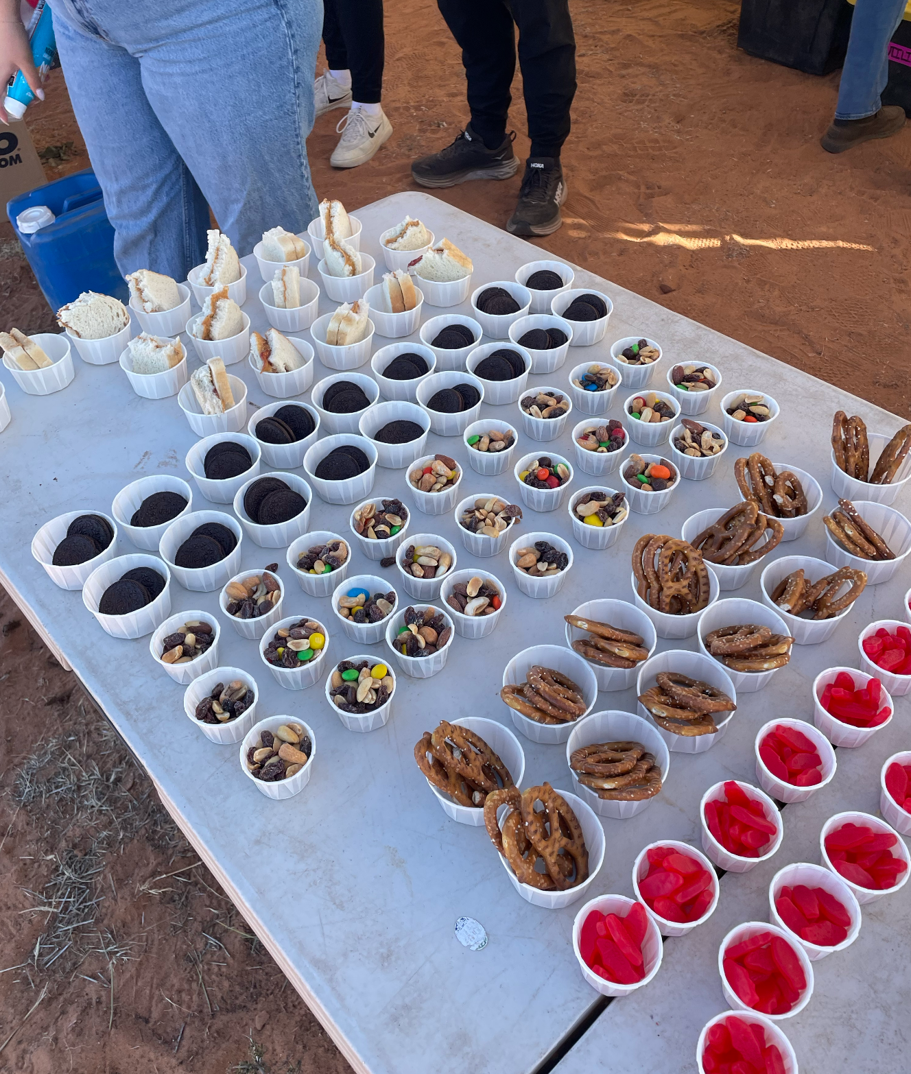 A small section of the aid station snack table